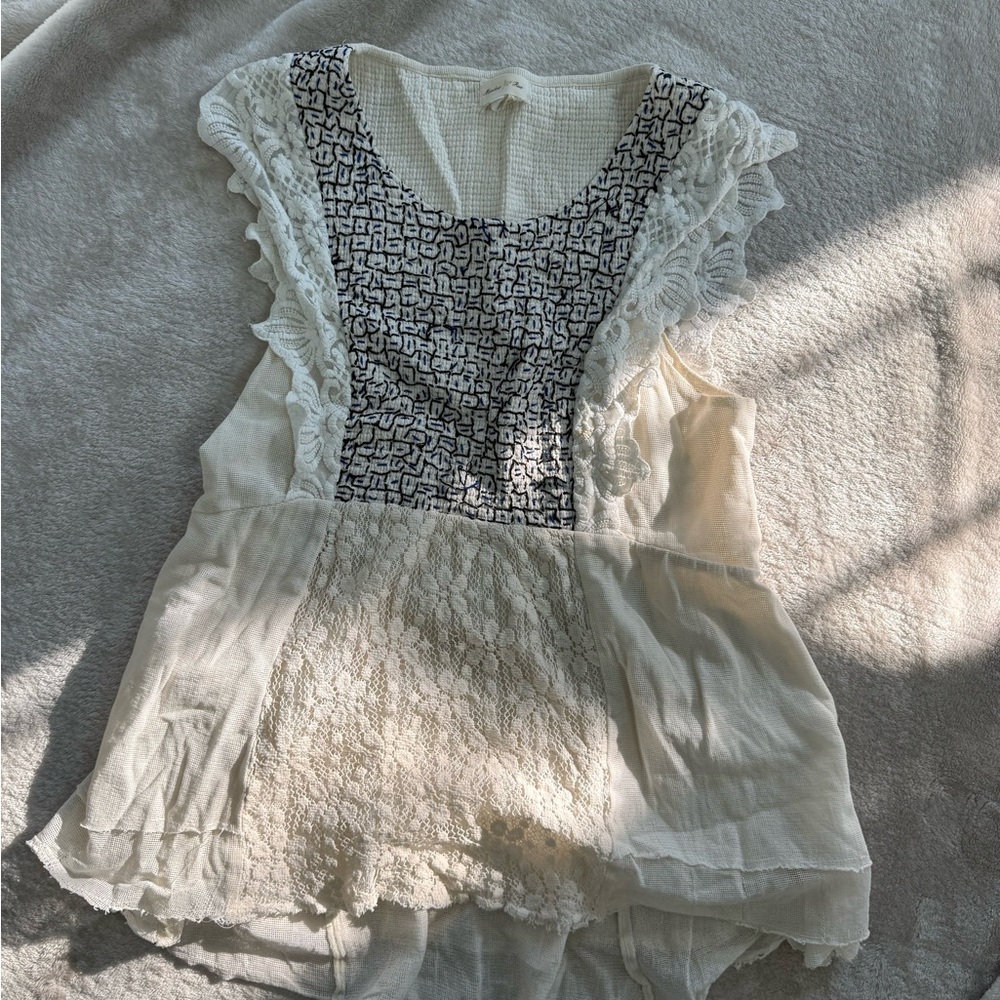 Meadow Rue Anthropologie boho lacy cotton top